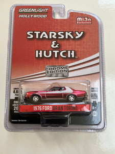 GREENLIGHT HOLLYWOOD DIECAST MiJo Exclusives Chrome Edition - Starsky and Hutch 1976 Ford Gran Torino