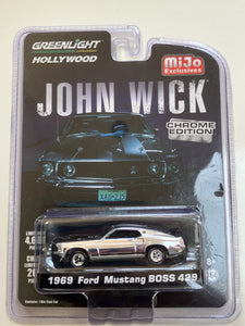 GREENLIGHT HOLLYWOOD DIECAST MiJo Exclusives Chrome Edition - JOHN WICK - 1969 Ford Mustang Boss 429