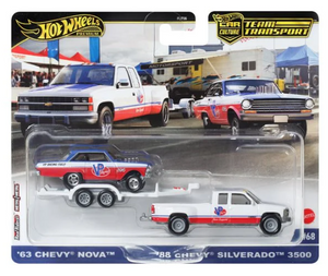 HOT WHEELS DIECAST - Team Transport 63 Chevy Nova - 88 Chevy Silverado 3500