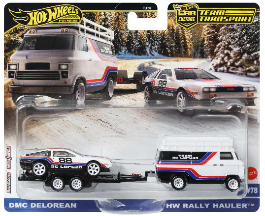 HOT WHEELS DIECAST - Team Transport - DMC Delorean - HW Rally Hauler