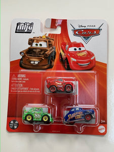 DISNEY CARS Mini Racers - set of 3 with Lightning Chick Hudson Hornet