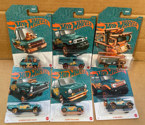 HOT WHEELS DIECAST - 56th Anniversary - Green and Gold set of 6