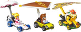 HOT WHEELS DIECAST - Mario Kart Glider 3 Pack - Tanooki Bowser Peach