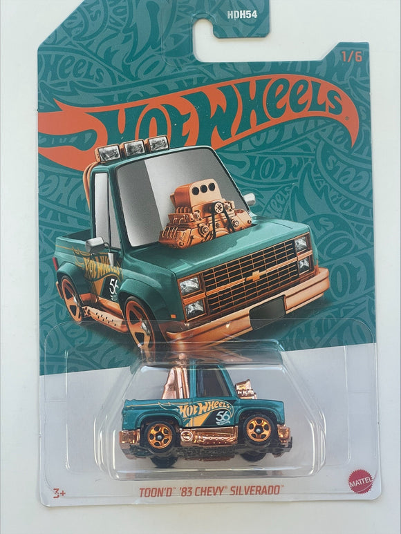 HOT WHEELS DIECAST - Green and Gold - Toon'D 83 Chevy Silverado