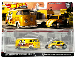 HOT WHEELS DIECAST - Volkswagen 2 pack - T1 Panel Bus and Custom Beetle