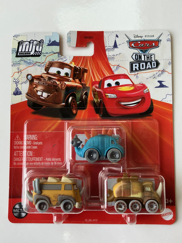 DISNEY CARS Mini Racers - On the Road set of 3 dino cars