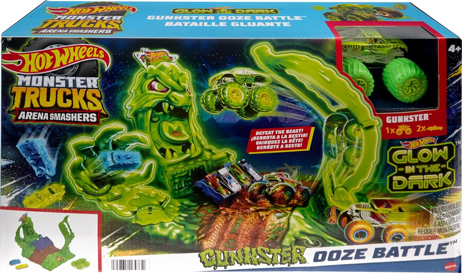 HOT WHEELS MONSTER TRUCKS - Arena Smashers Gunkster Ooze Battle