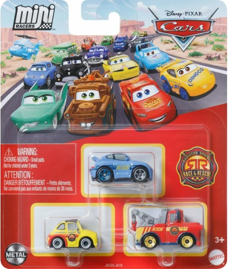 DISNEY CARS Mini Racers - Race and Rescue set of 3 with Sally Mater Luigi
