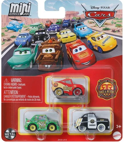 DISNEY CARS Mini Racers - Race and Rescue set of 3 with Lightning Chick Sheriff