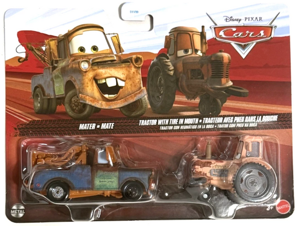 DISNEY CARS DIECAST - Mater and Tractor with tire in mouth