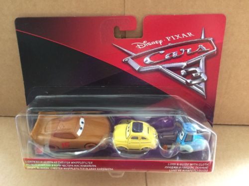 DISNEY CARS 3 DIECAST - Chester Whipplefilter, Luigi and Guido with cloth