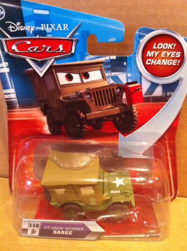 DISNEY CARS DIECAST - Pit Crew Member Sarge with changing eyes