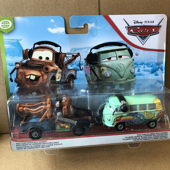 DISNEY CARS DIECAST - Race Team Mater and Fillmore with headsets
