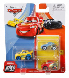 DISNEY CARS Mini Racers - set of 3 with Dinoco Wrap LMQ Sally Cruz