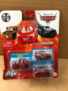 DISNEY CARS Mini Racers - set of 3 with Racing Red LMQ Mater Sally