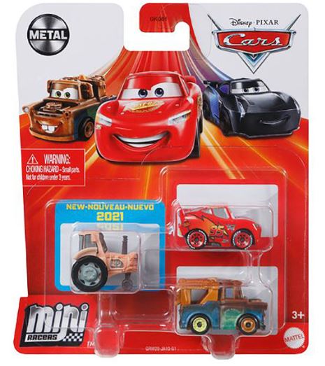 DISNEY CARS Mini Racers - set of 3 with Lightning Mater Tractor