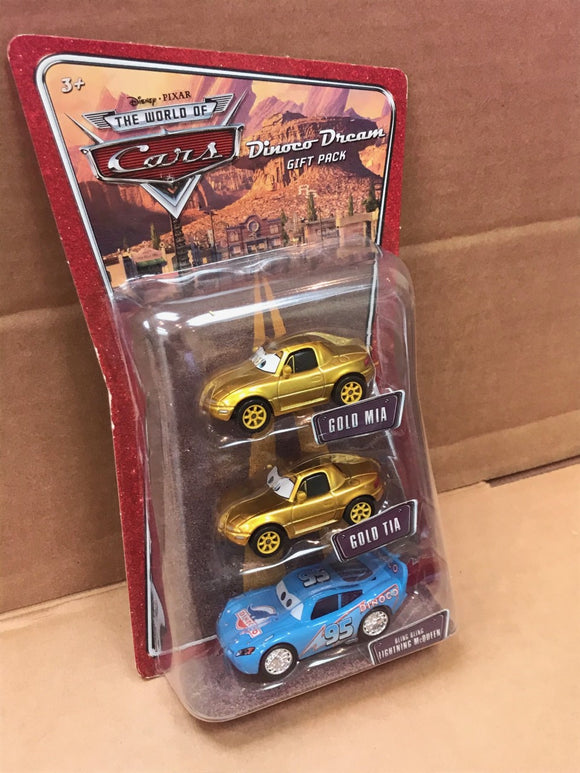 DISNEY CARS DIECAST - Bling Bling Lightning McQueen with Gold Mia and Tia