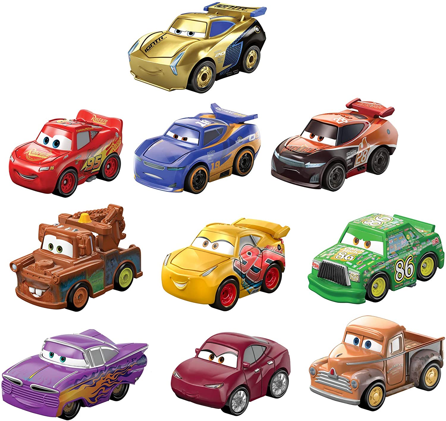 DISNEY CARS Mini Racers 10 Pack with Golden Jackson Storm Gemdans