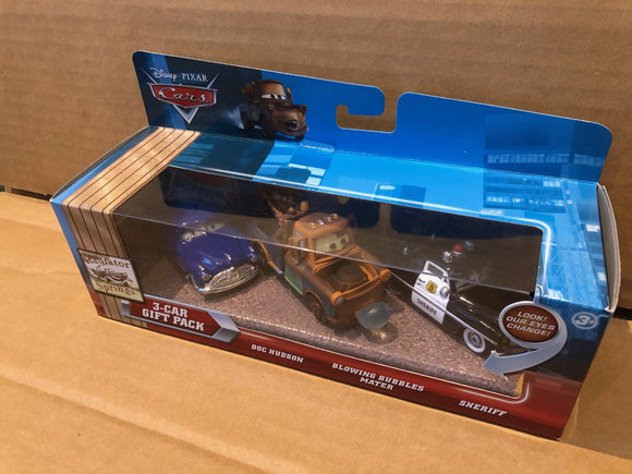 DISNEY CARS DIECAST - 3 Car Gift Pack with Bubbles Mater Hudson Sheriff