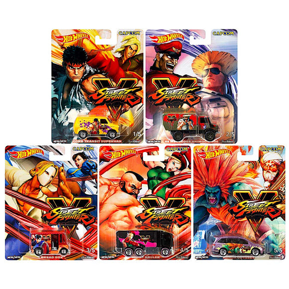HOT WHEELS DIECAST - Real Riders Pop Culture - Street Fighter set of 5