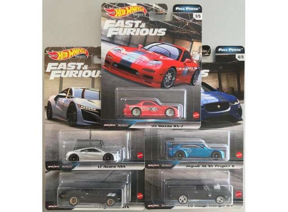 HOT WHEELS DIECAST - Real Riders Fast and Furious Full Force Set H of 5