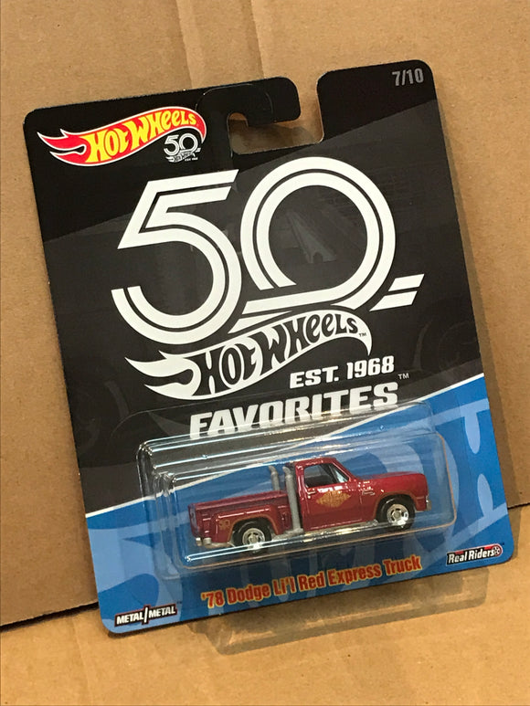 HOT WHEELS DIECAST - Real Riders 50th Anniversary Favorites - '78 Dodge Li'l Red Express Truck