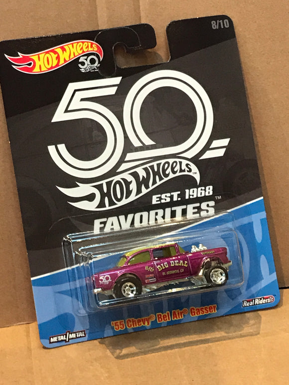 HOT WHEELS DIECAST - Real Riders 50th Anniversary Favorites - '55 Chevy Bel Air Gasser