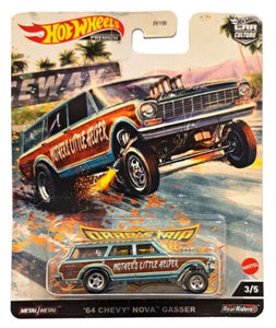 HOT WHEELS DIECAST - Dragstrip Demons 64 Chevy Nova Gasser