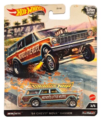 HOT WHEELS DIECAST - Dragstrip Demons 64 Chevy Nova Gasser