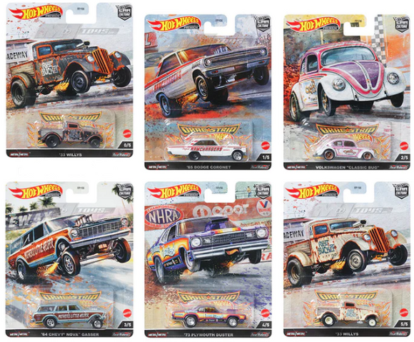 HOT WHEELS DIECAST - Car Culture -Dragstrip Demons set of 6 with chase car