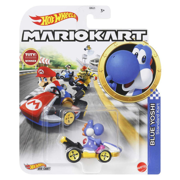 HOT WHEELS DIECAST - Mario Kart Blue Yoshi standard cart