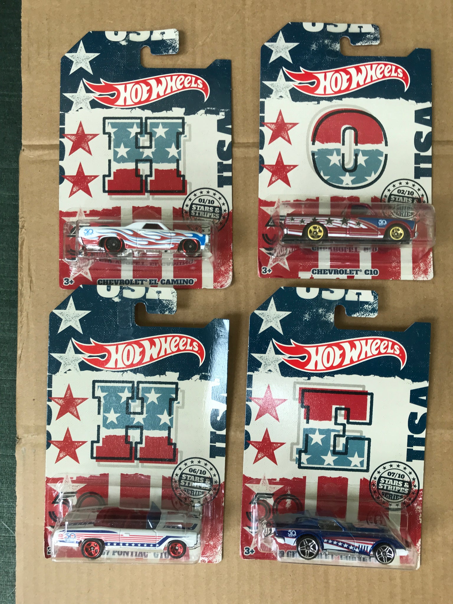 HOT WHEELS DIECAST - 50th Anniversary Stars and Stripes Set Of 10