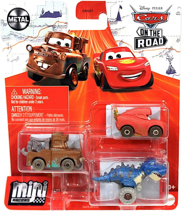 DISNEY CARS Mini Racers - set of 3 with Cave Lightning Mater T-Rex