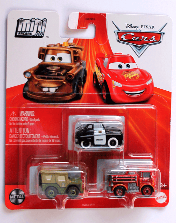 DISNEY CARS Mini Racers - set of 3 with Sheriff Sarge Red