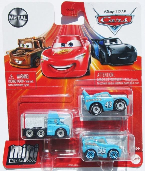 DISNEY CARS Mini Racers - set of 3 with Gray Dinoco LMQ King