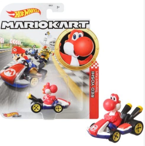 HOT WHEELS DIECAST - Mario Kart Red Yoshi standard cart